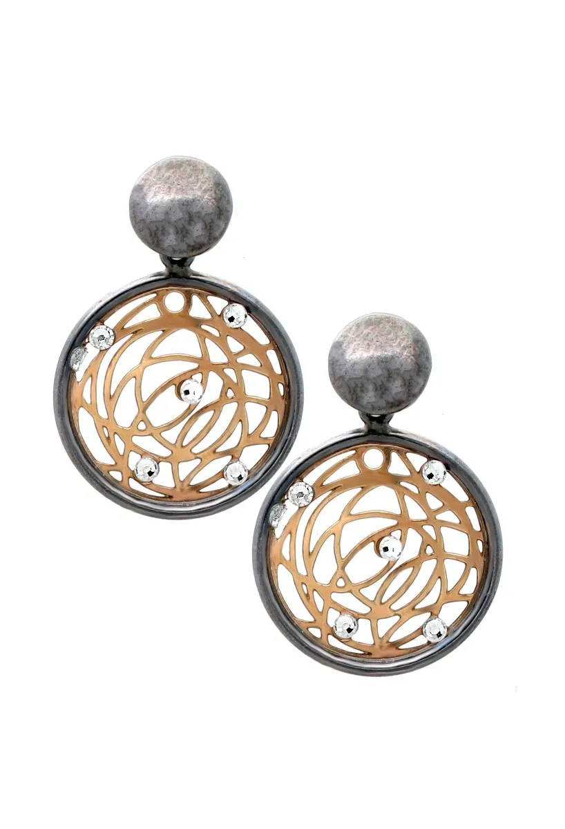 PENDIENTES PLATA BICOLOR CIRCULO ATRAPASUEñOS PARA MUJER 266_32010408431