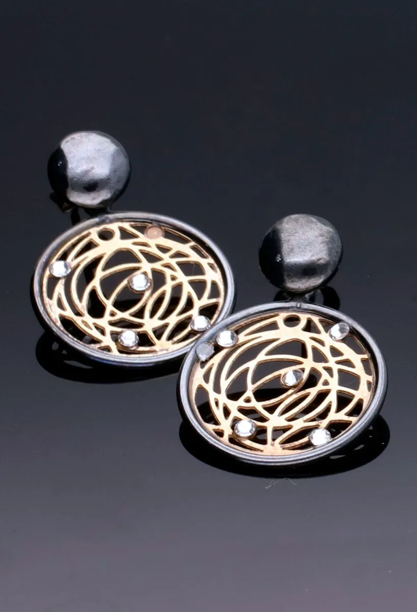 PENDIENTES PLATA BICOLOR CIRCULO ATRAPASUEñOS PARA MUJER 266_32010408431