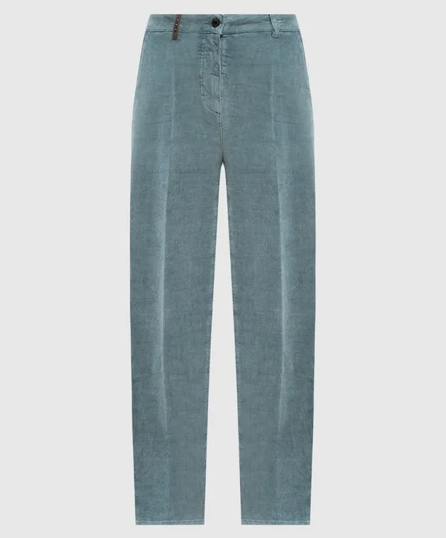 Peserico Green corduroy pants with logo