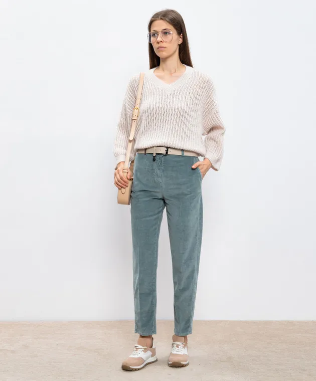 Peserico Green corduroy pants with logo