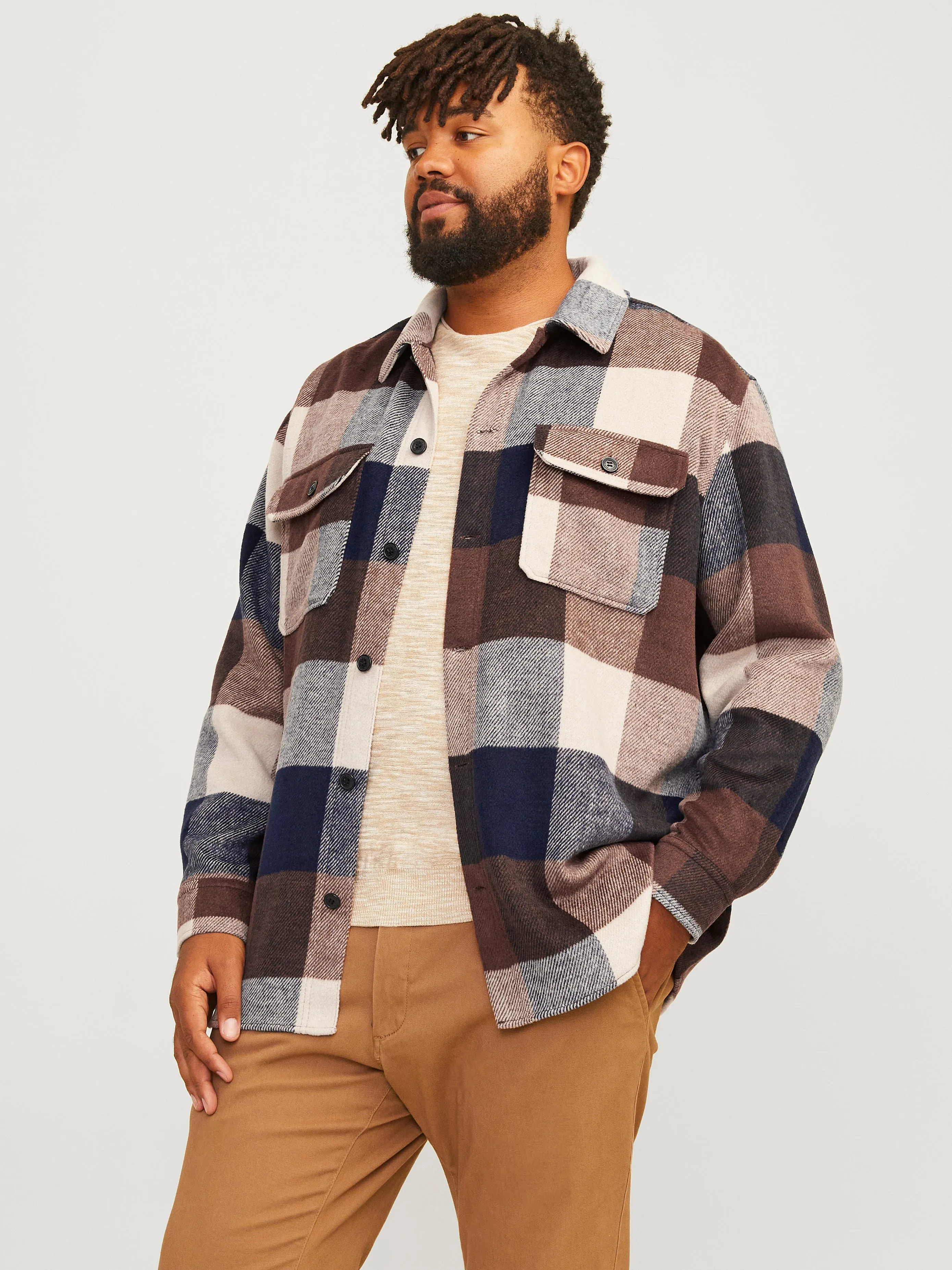 Plus Sobrecamisa Corte relaxed | Marrón intermedio | Jack & Jones®