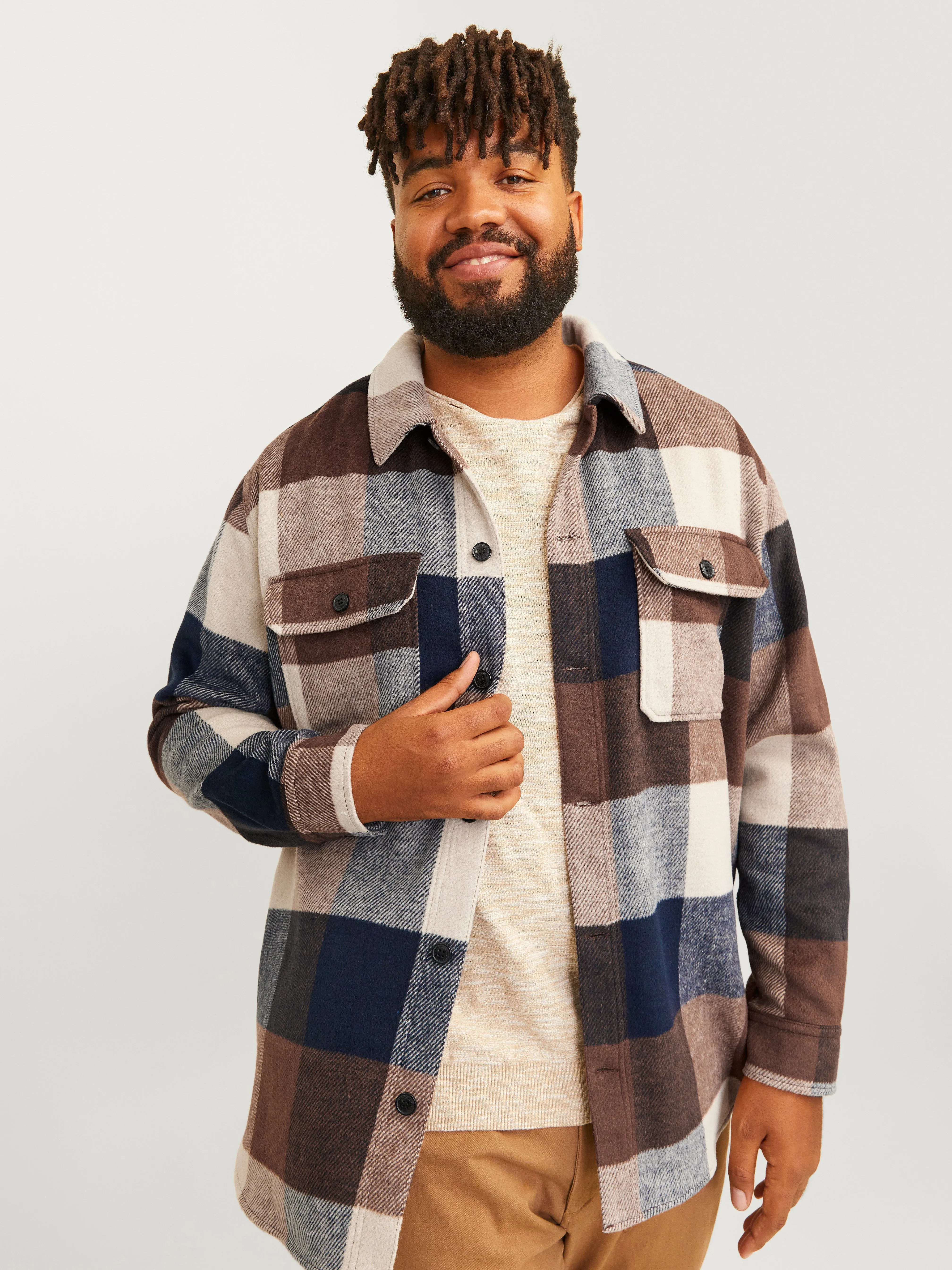 Plus Sobrecamisa Corte relaxed | Marrón intermedio | Jack & Jones®