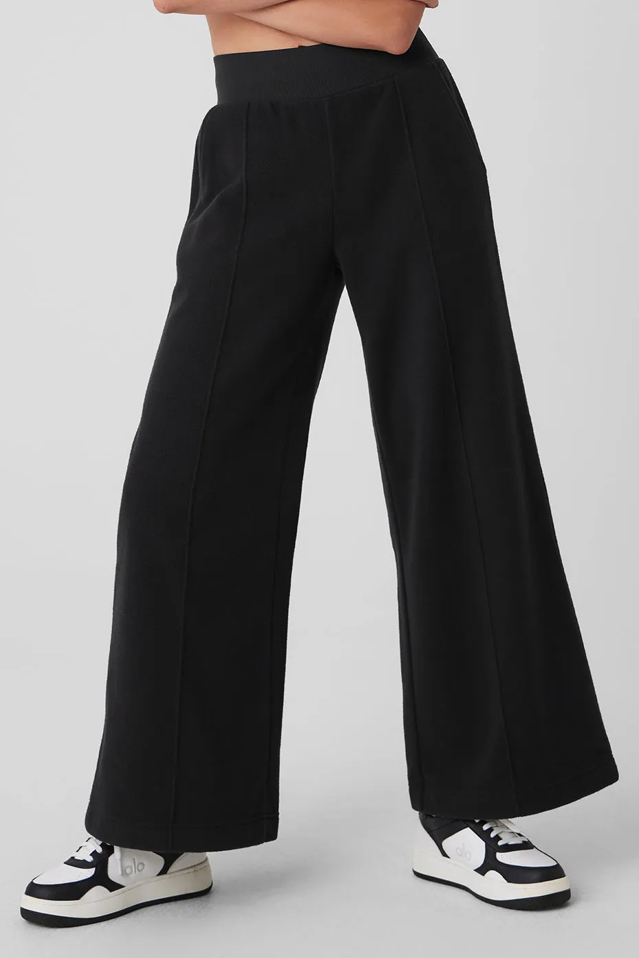 POLAR FLEECE HIGHWAIST SNOWDRIFT WIDE LEG PANT  BLACK
