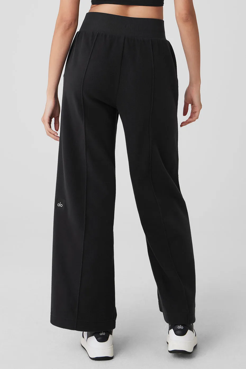 POLAR FLEECE HIGHWAIST SNOWDRIFT WIDE LEG PANT  BLACK