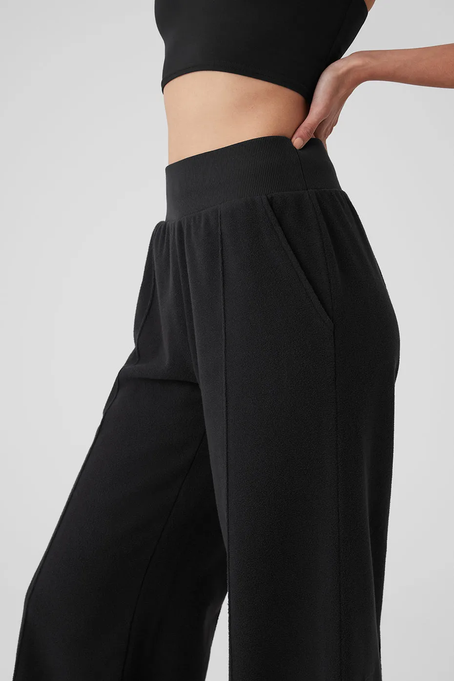 POLAR FLEECE HIGHWAIST SNOWDRIFT WIDE LEG PANT  BLACK