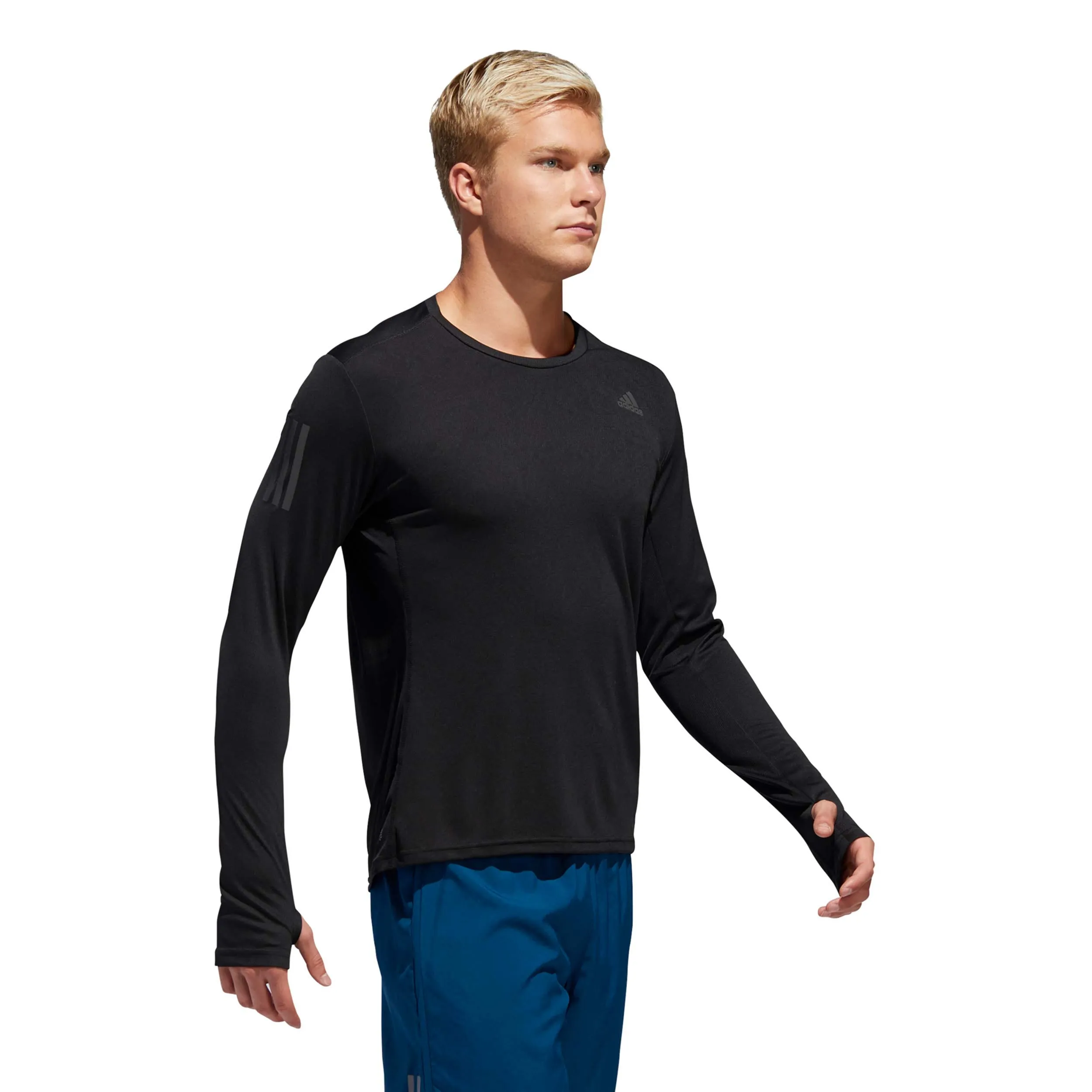 Polera Running Hombre Adidas On The Run Negra