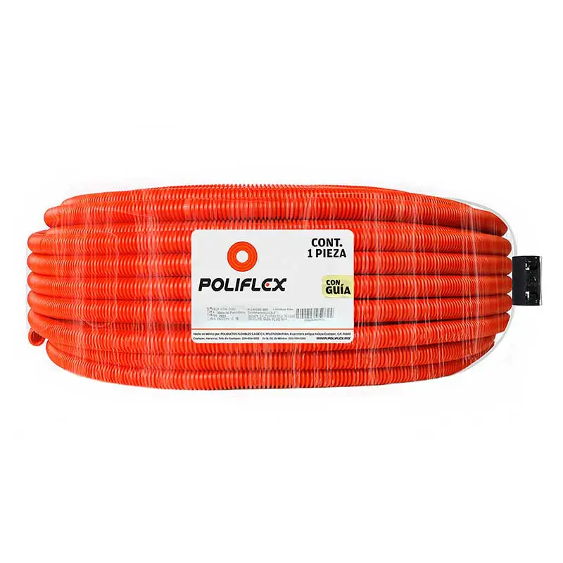 POLIFLEX NARANJA PLNG25050 ROLLO 50 M CON GUÍA 3/4 PULG