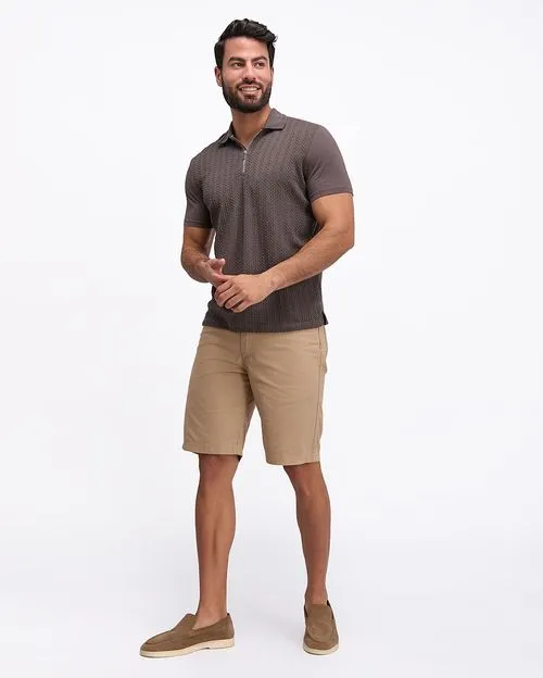 Polo Cuello Camisa Hombre Quino Marrón Claro