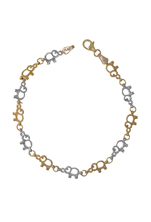 Pulsera oro bicolor 18 ktes para mujer elefantes 0048