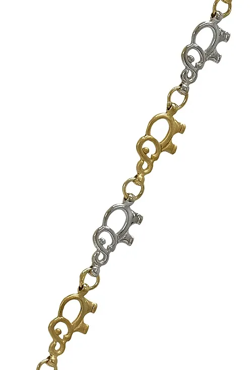 Pulsera oro bicolor 18 ktes para mujer elefantes 0048