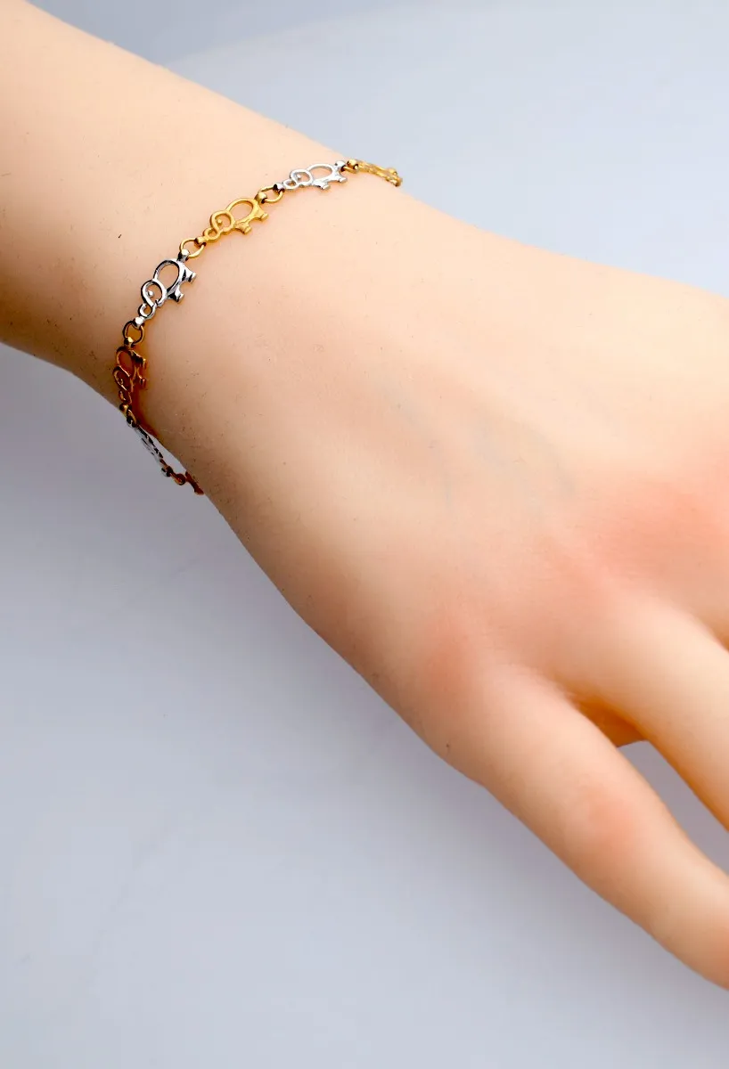 Pulsera oro bicolor 18 ktes para mujer elefantes 0048
