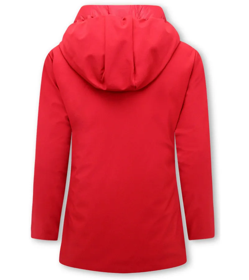 REVERSIBLES PARKAS MUJER CON CAPUCHA  2161R  ROJO