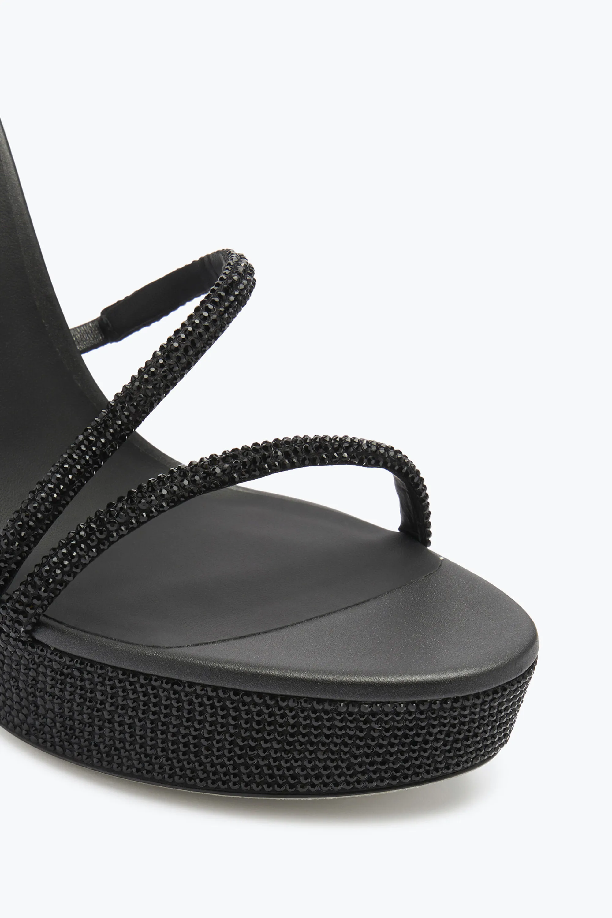 Sandalia Con Plataforma Margot De Color Negro Y Cristales 130