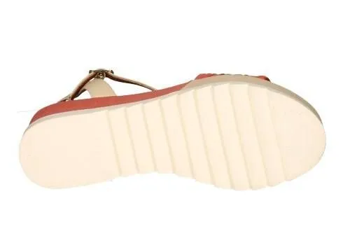 Sandalia Coral/taupe Pala Fruncida y Pulsera