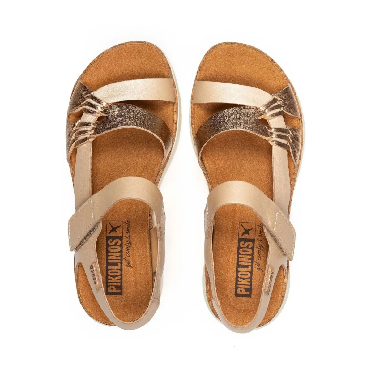 Sandalia de mujer Palma Pikolinos suela gruesa color oro Pk0968clc1