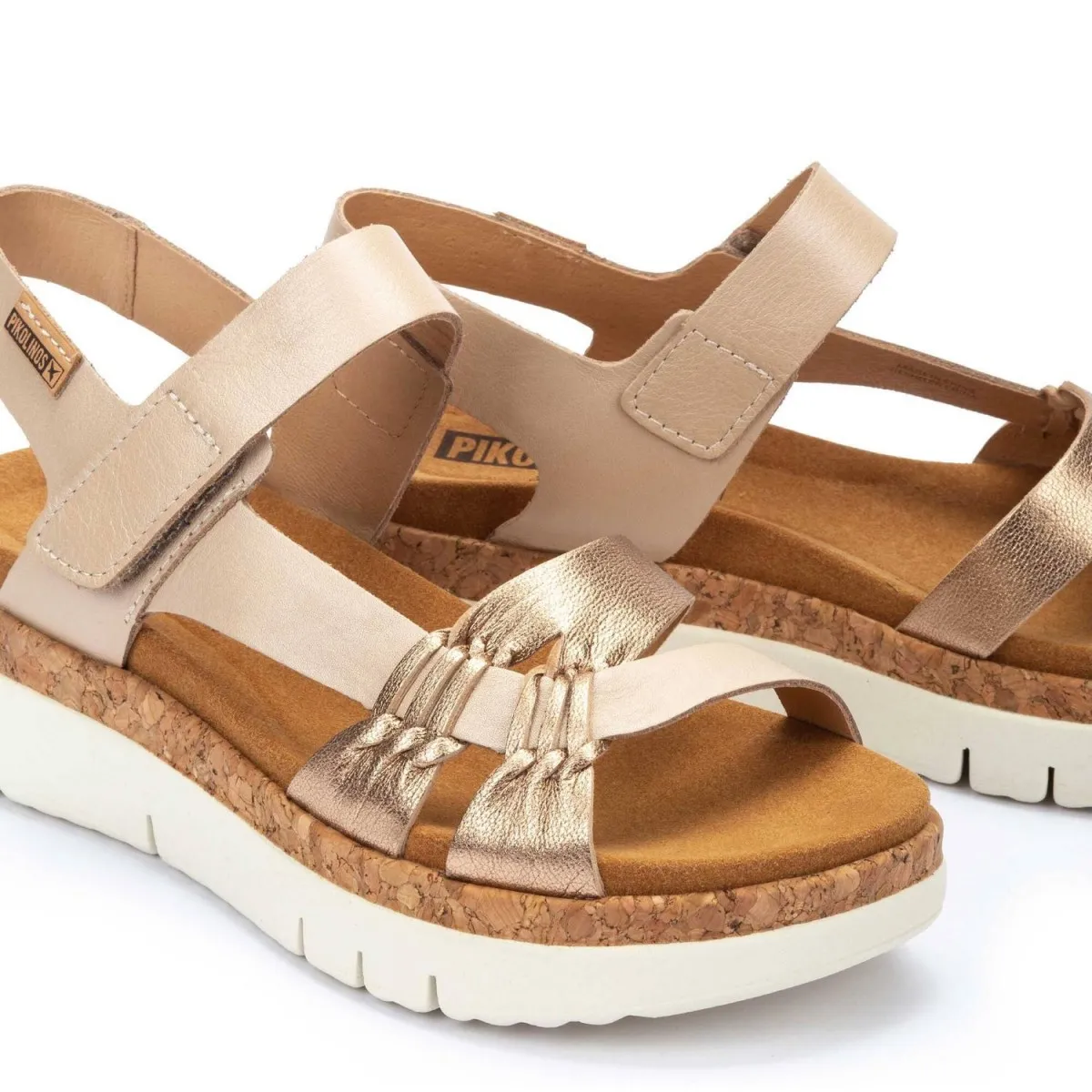 Sandalia de mujer Palma Pikolinos suela gruesa color oro Pk0968clc1