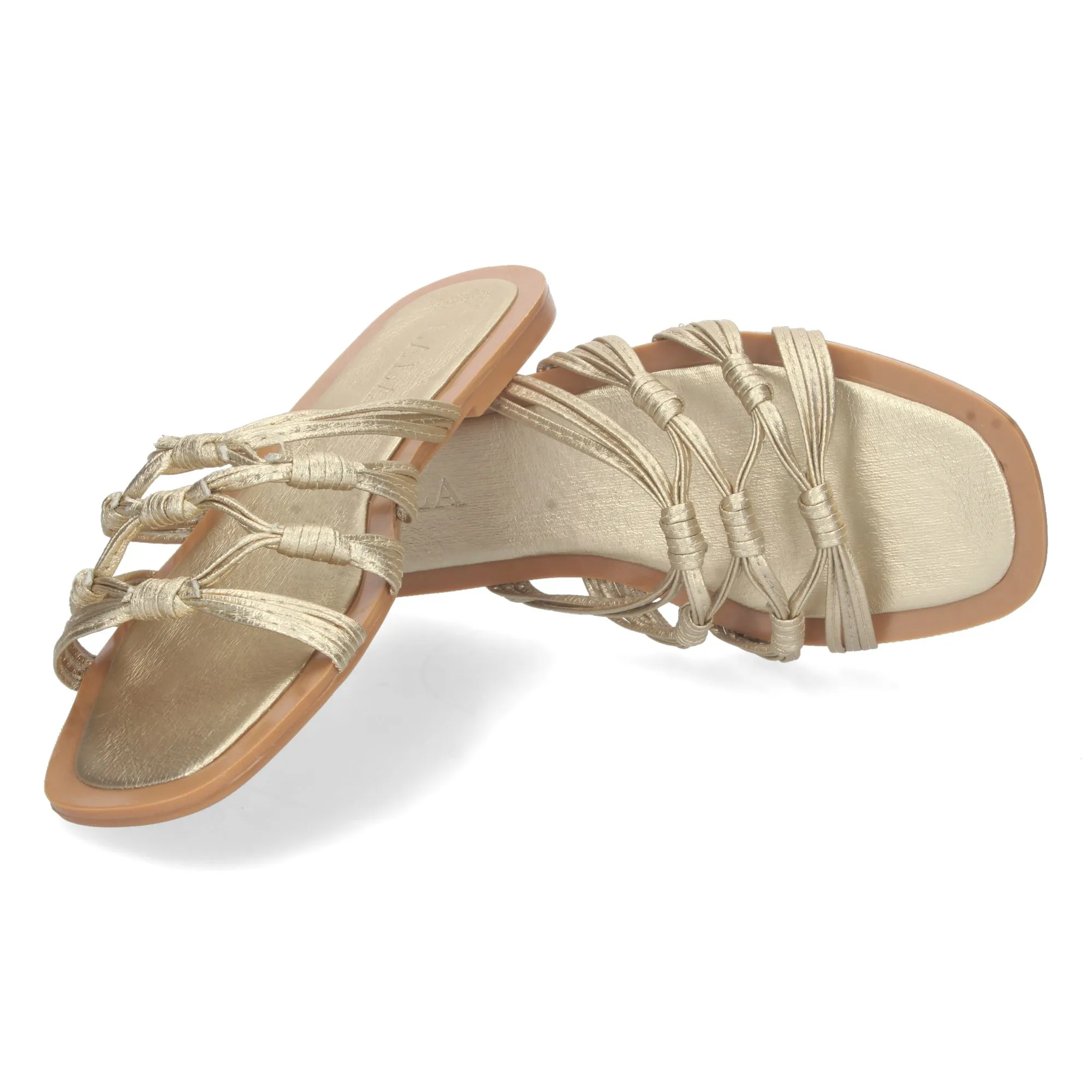 SANDALIAS DORADAS PLANAS CóMODAS CRUZADA MUJER BP2317