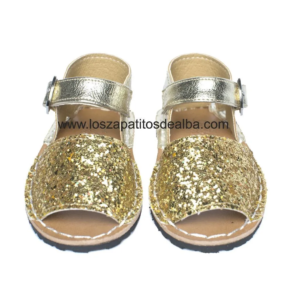 Sandalias Niña Doradas Modelo Menorquinas Glitter