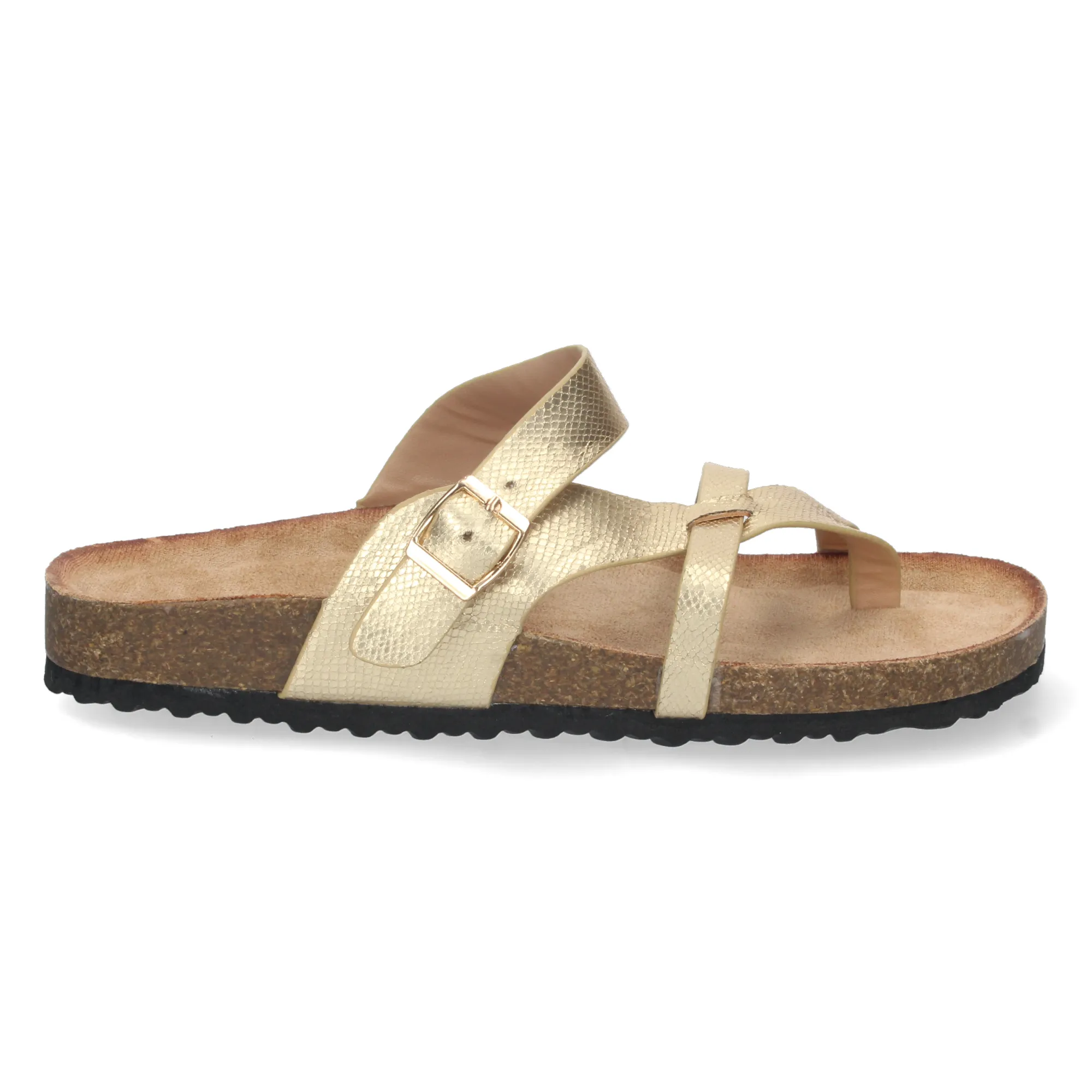SANDALIAS PLANAS DORADAS CóMODAS BIO DISEñO ESCLAVA MUJER AY2220