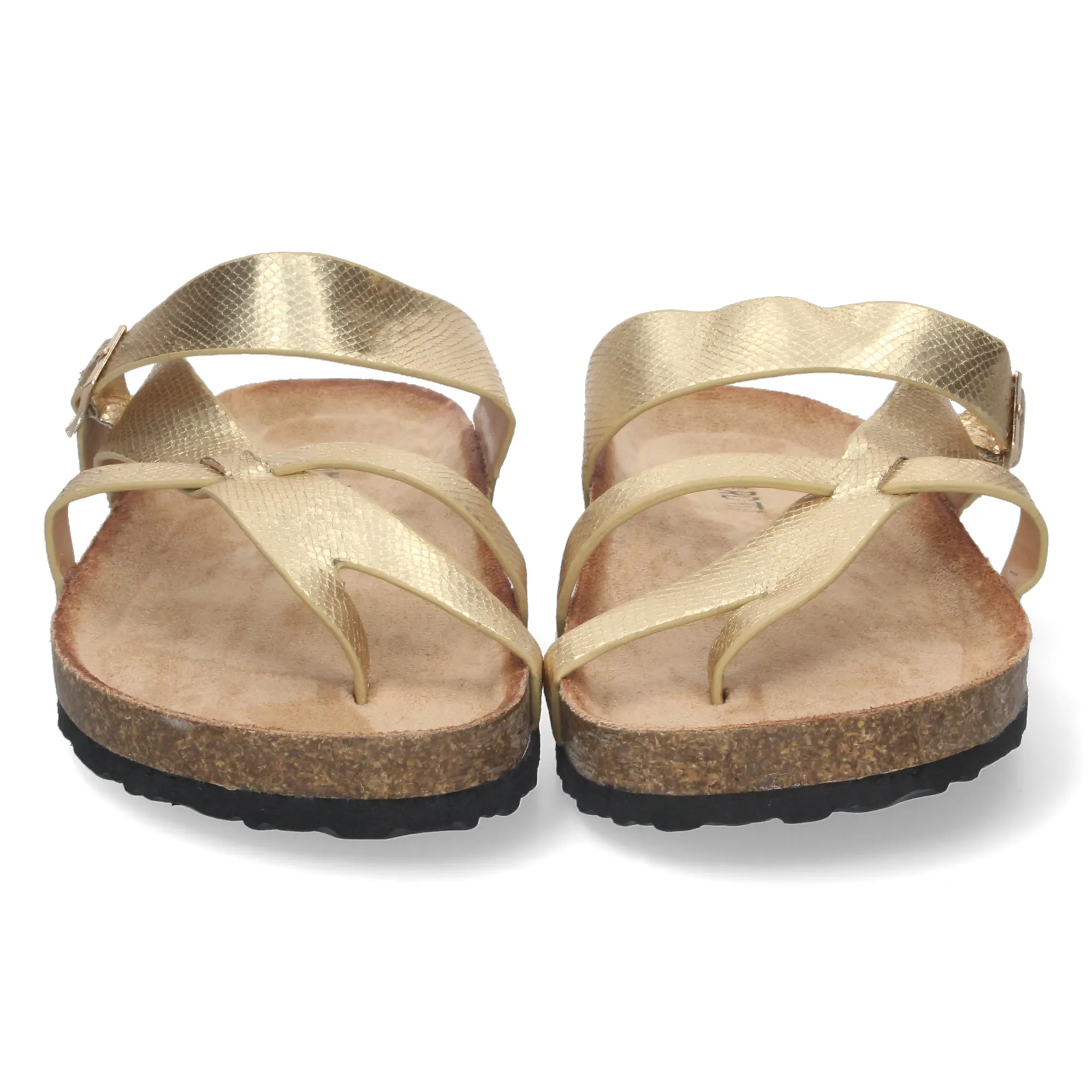 SANDALIAS PLANAS DORADAS CóMODAS BIO DISEñO ESCLAVA MUJER AY2220