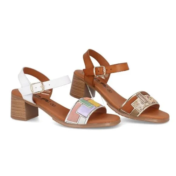 SANDALIAS TACON ANCHO COMODOS PIEL MOD. MAIRA