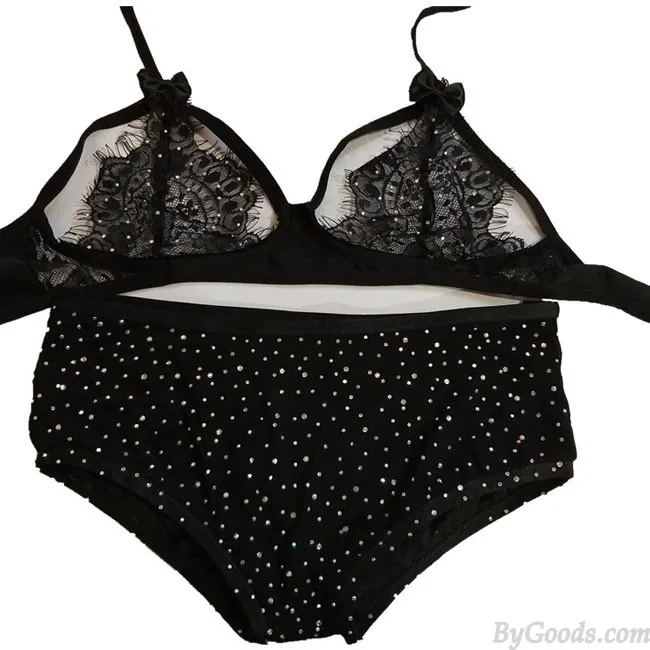 Sexy Lace Sequin Mesh Stitching Flash Drilling Women Lingerie