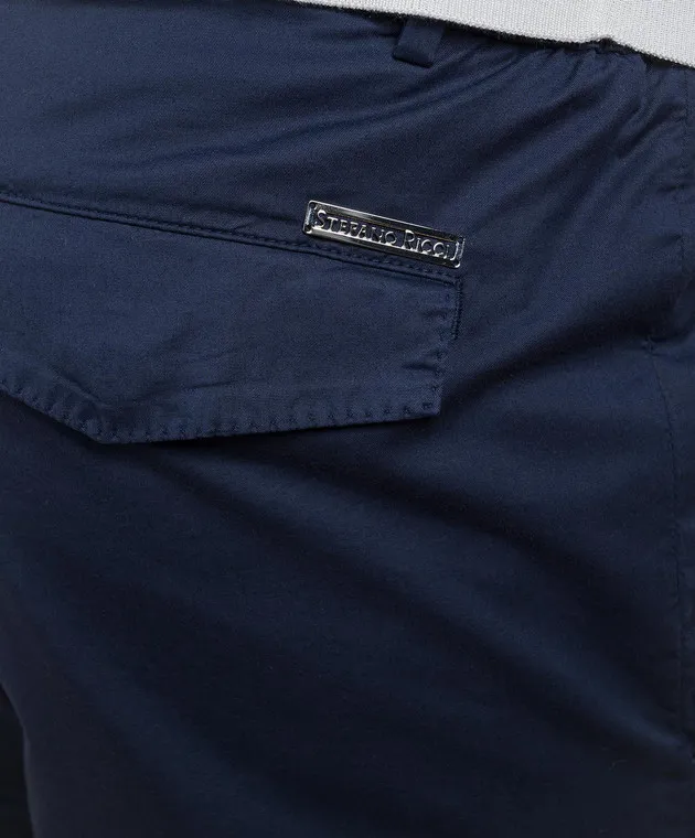 Stefano Ricci Blue pants with metallic logo