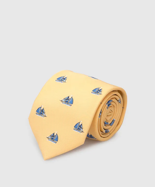 Stefano Ricci Children's yellow silk set of patterned tie and shawl