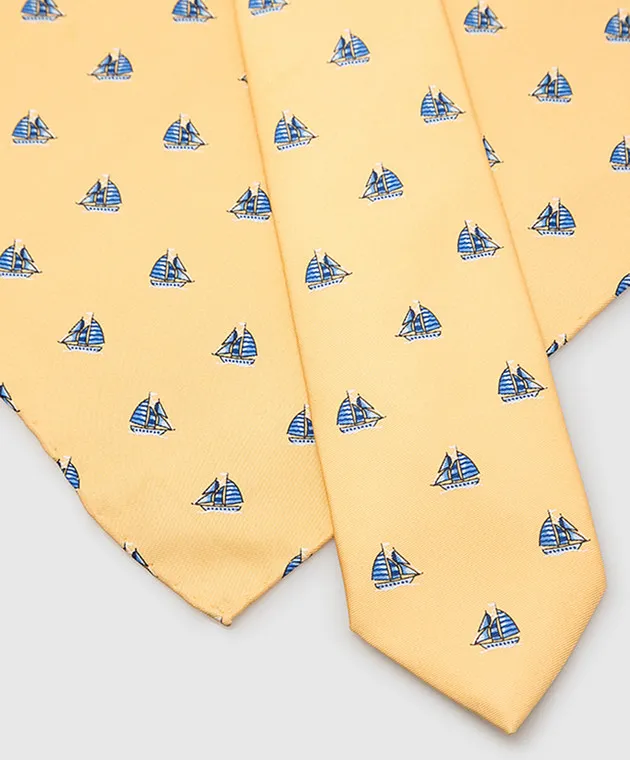 Stefano Ricci Children's yellow silk set of patterned tie and shawl
