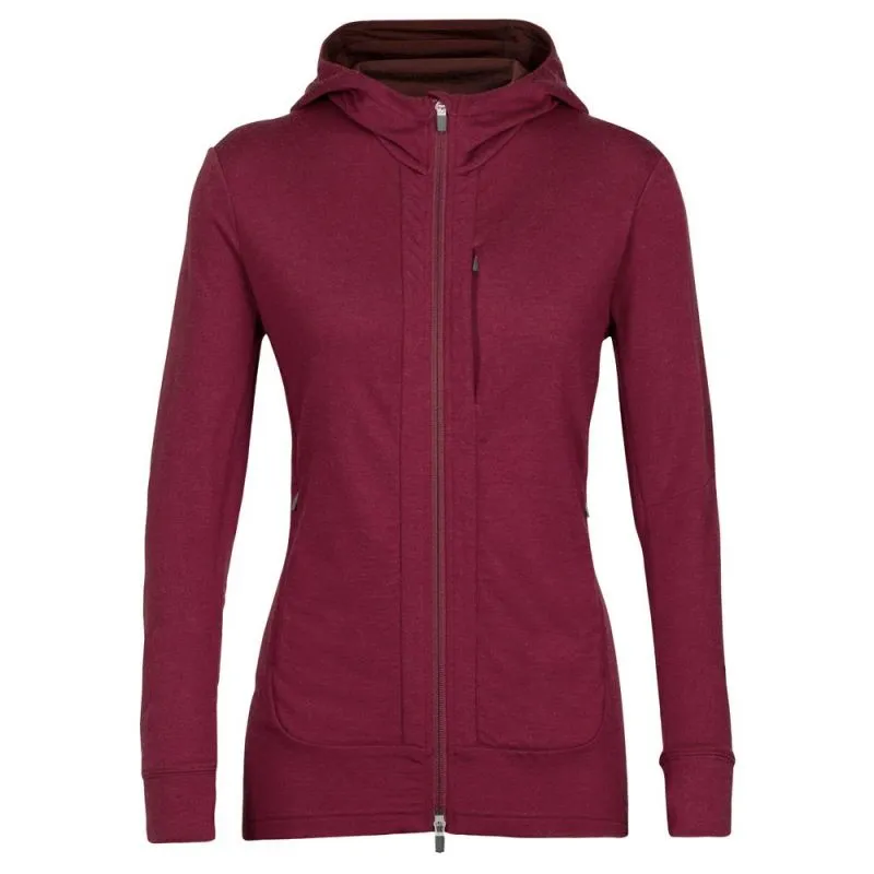 Sudadera con capucha para mujer Icebreaker Quantum III Ls Zip (cherry/espresso)