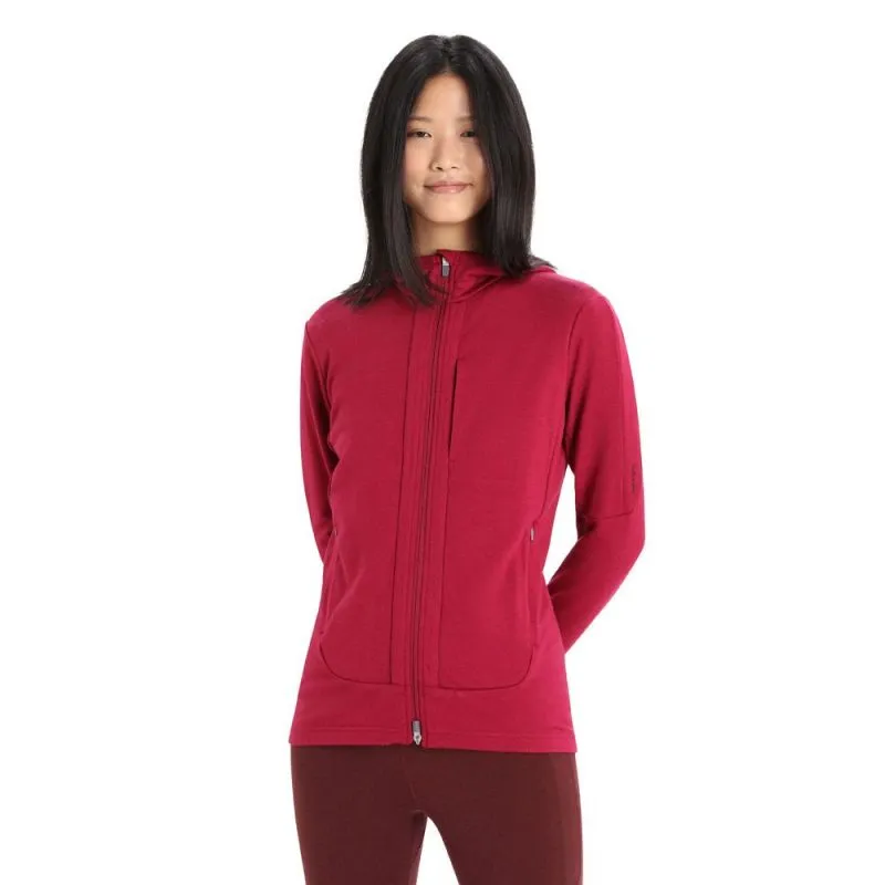 Sudadera con capucha para mujer Icebreaker Quantum III Ls Zip (cherry/espresso)
