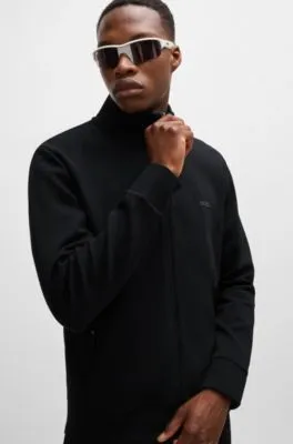 Sudadera de algodón elástico con cremallera y bolsillo oculto