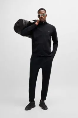 Sudadera de algodón elástico con cremallera y bolsillo oculto
