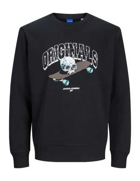 SUDADERA JACK & JONES NEGRA LOGO FRONTAL  ECOOL