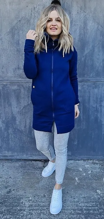 SUDADERA M.ASCHBE ORIGINAL LONG INSULATED HOODED ZIP  BLUE  WOMEN´S