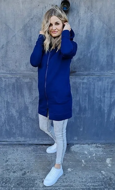 SUDADERA M.ASCHBE ORIGINAL LONG INSULATED HOODED ZIP  BLUE  WOMEN´S