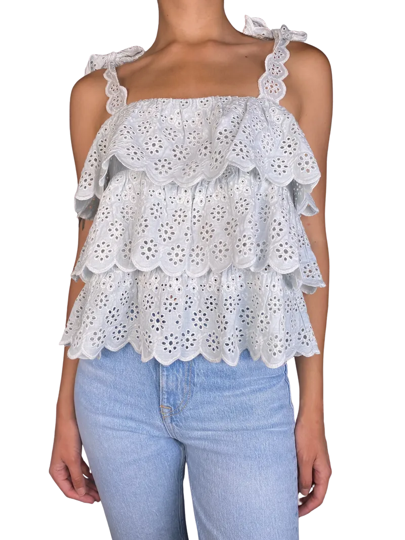SÉZANE Top Broderie Celeste