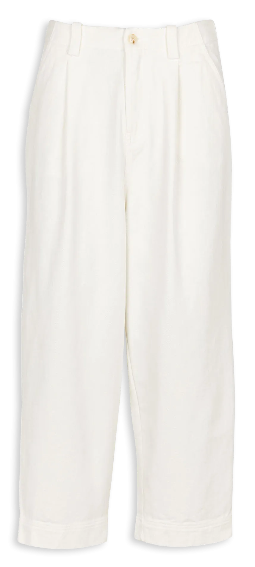 THE KORNER Vaquero recto de algodón de talle alto con pinzas en blanco