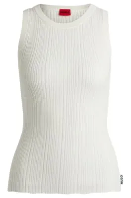 Top sin mangas slim fit con estructura de canalé irregular