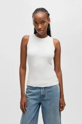 Top sin mangas slim fit con estructura de canalé irregular