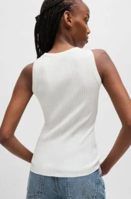Top sin mangas slim fit con estructura de canalé irregular