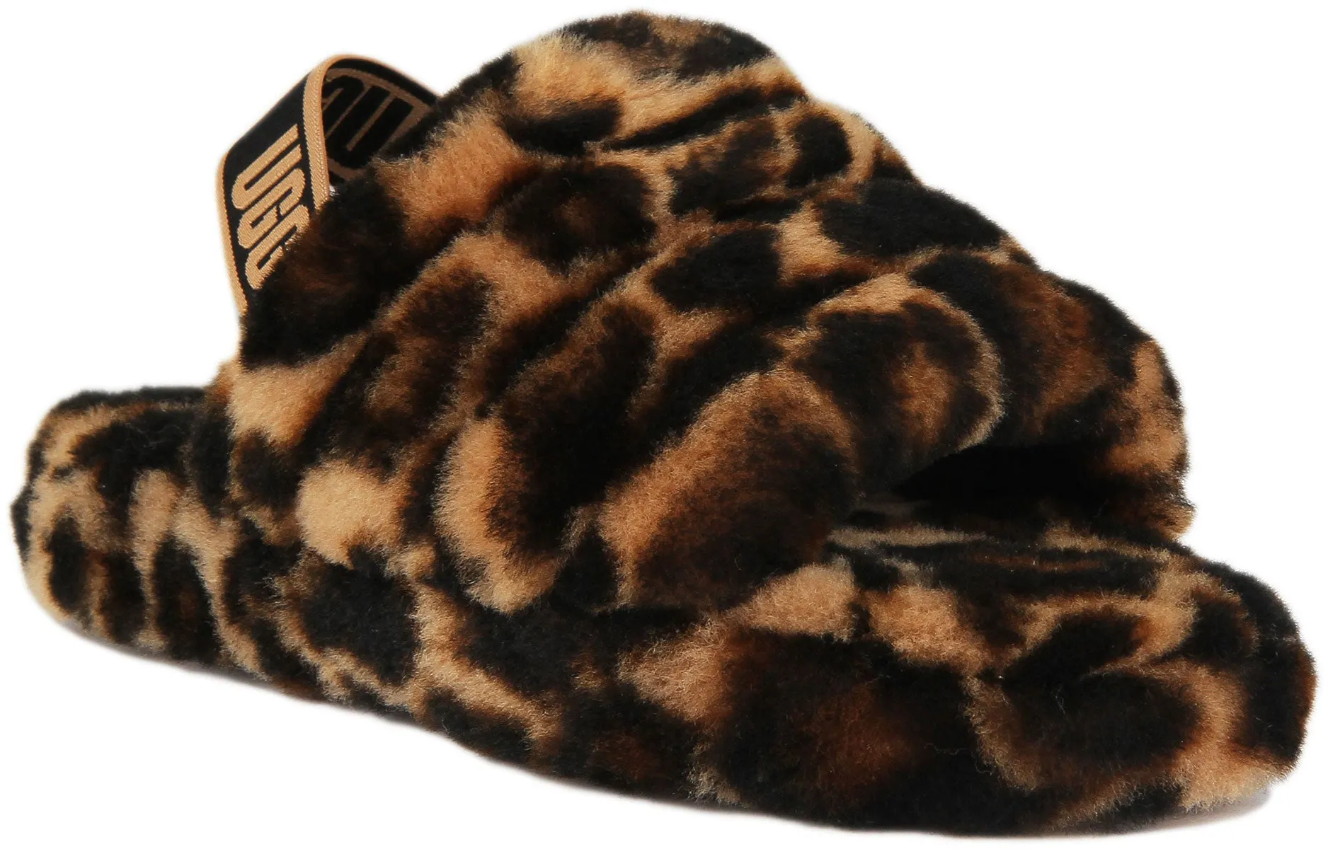 Ugg Fluff Yeah Sandalia deslizante de piel de oveja con correa trasera para niños en natural