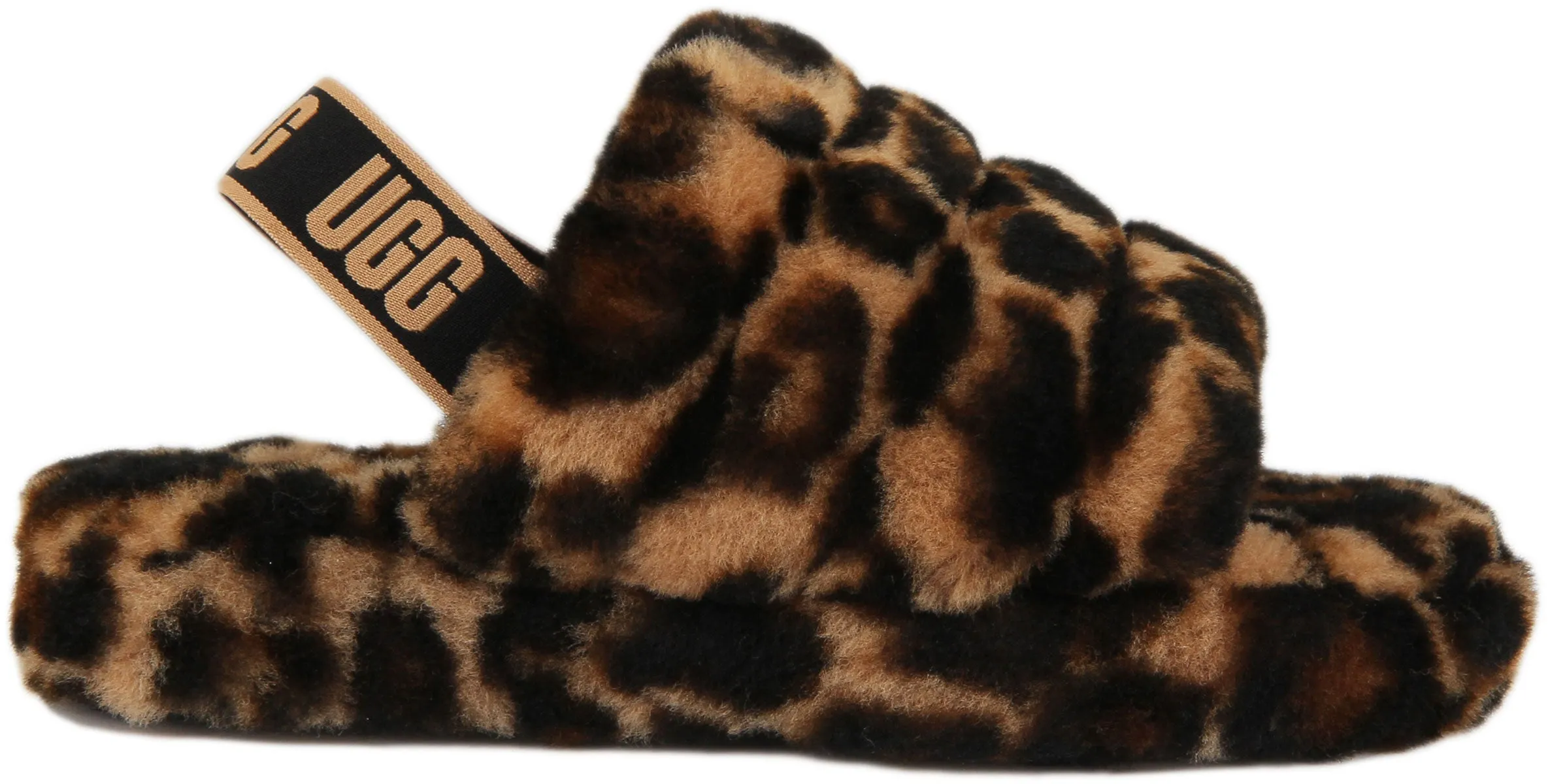 Ugg Fluff Yeah Sandalia deslizante de piel de oveja con correa trasera para niños en natural