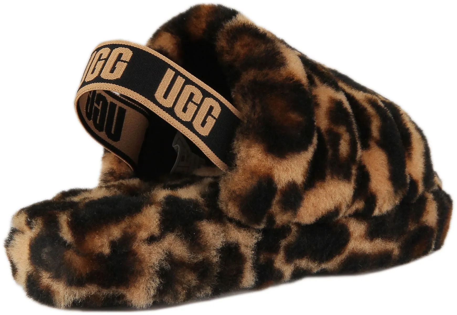 Ugg Fluff Yeah Sandalia deslizante de piel de oveja con correa trasera para niños en natural