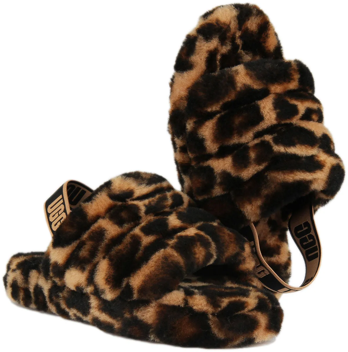 Ugg Fluff Yeah Sandalia deslizante de piel de oveja con correa trasera para niños en natural