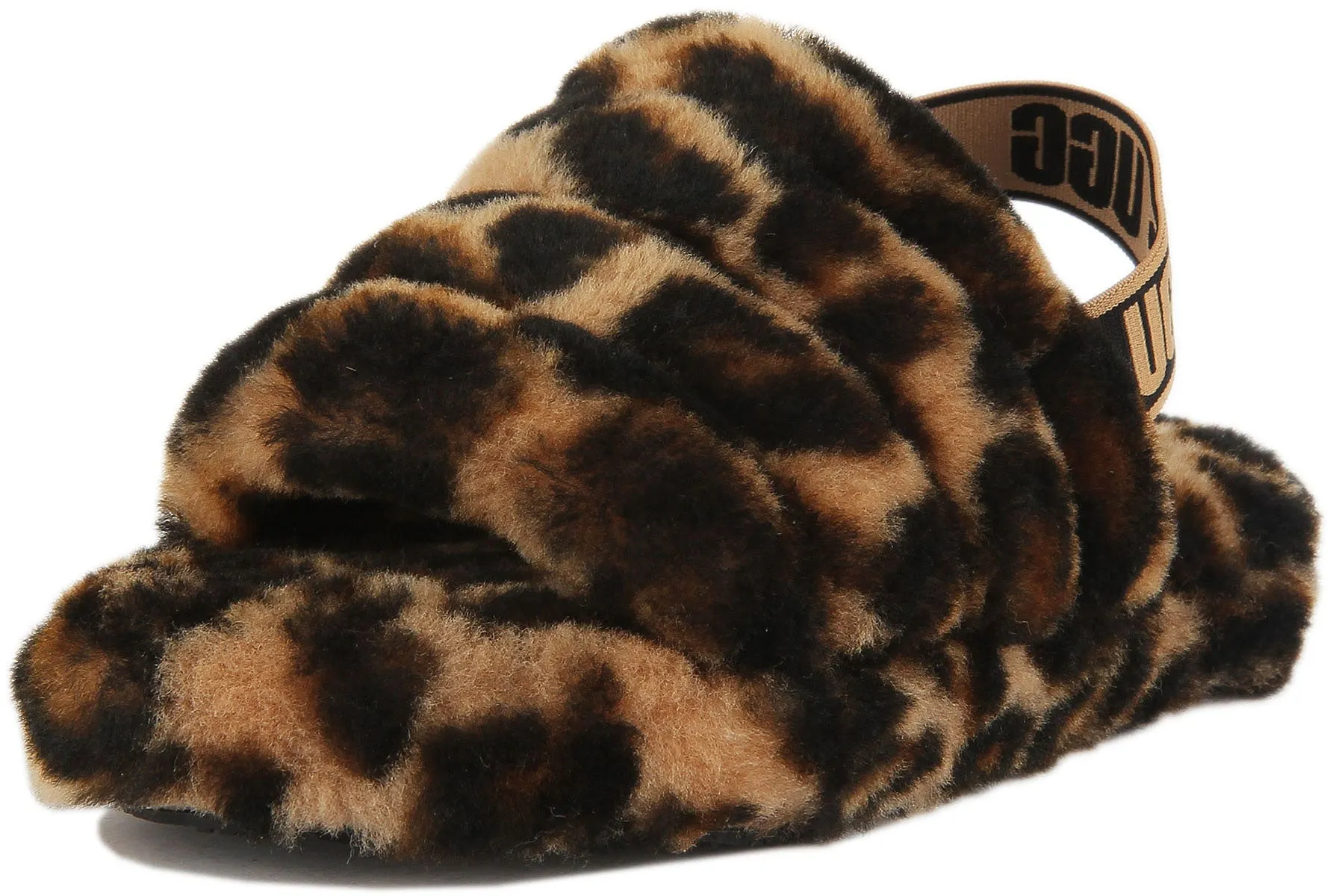 Ugg Fluff Yeah Sandalia deslizante de piel de oveja con correa trasera para niños en natural