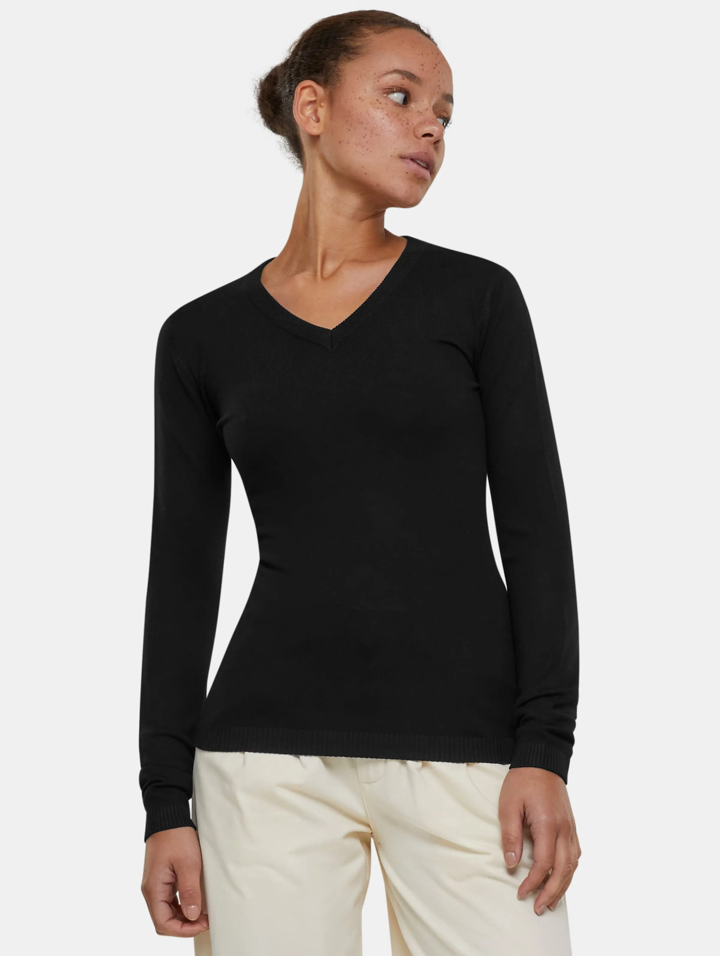 URBAN CLASSICS LADIES KNITTED VNECK LONGSLEEVES