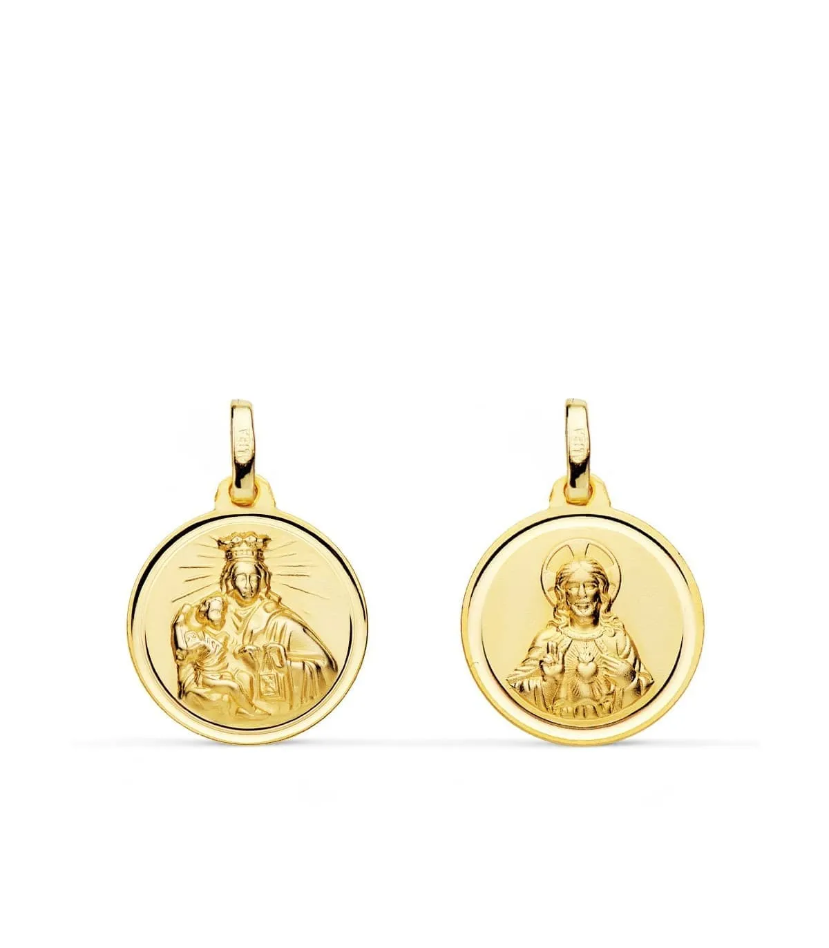 V. Carmen y C. Jesús Oro 18K Escapulario Bisel 16mm