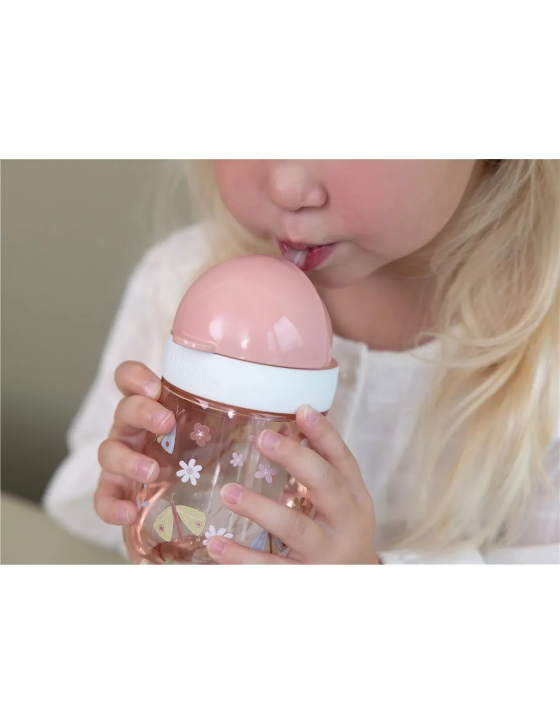 VASO CON PAJITA MIO 300 ML FLORES LITTLE DUTCH