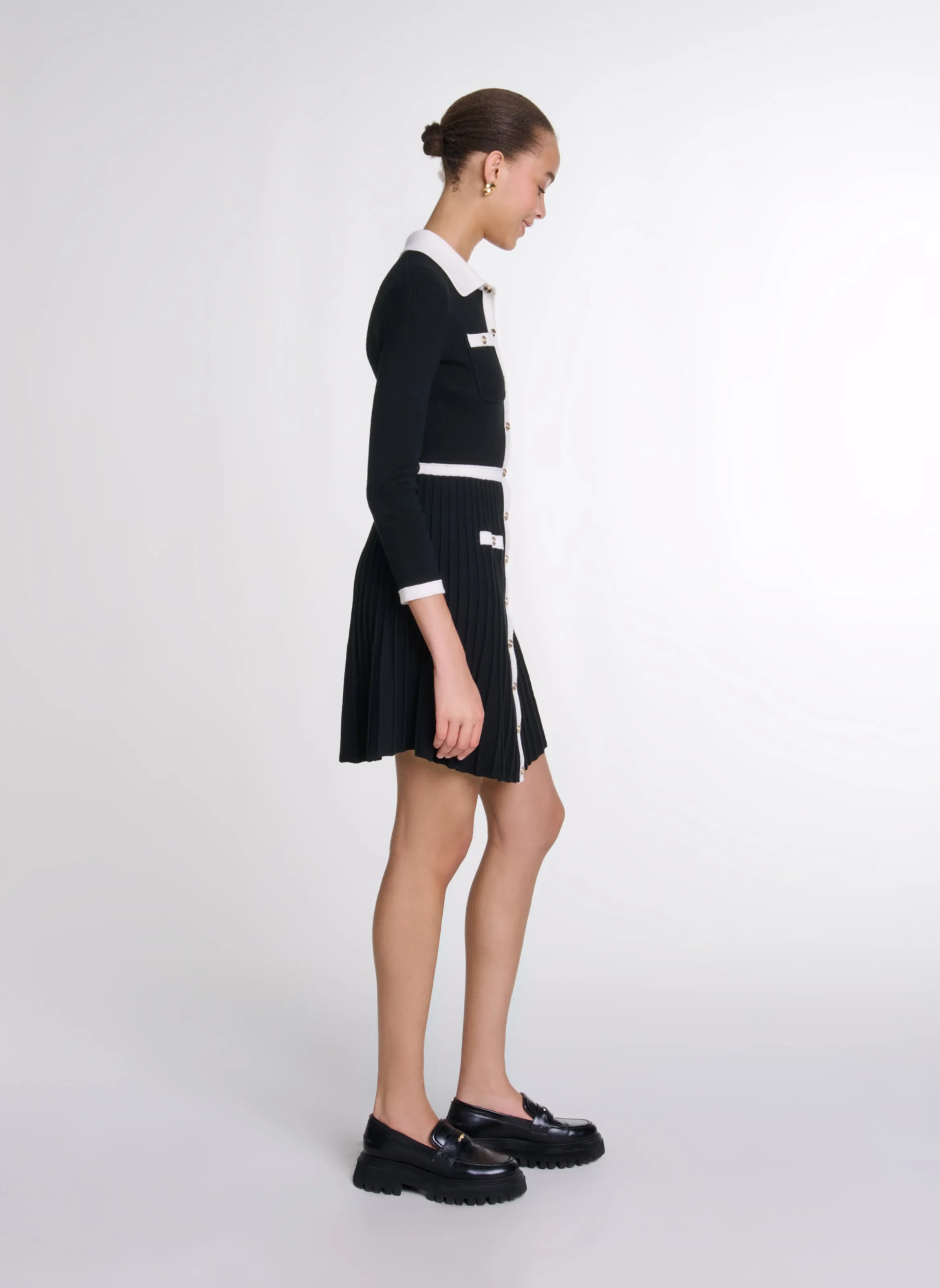 Vestido camisero corto en negro